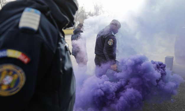 Polițiștii protestatari s-au luat la bătaie cu jandarmii în fața Palatului Cotroceni: „Aveți ordin să ne gazați”